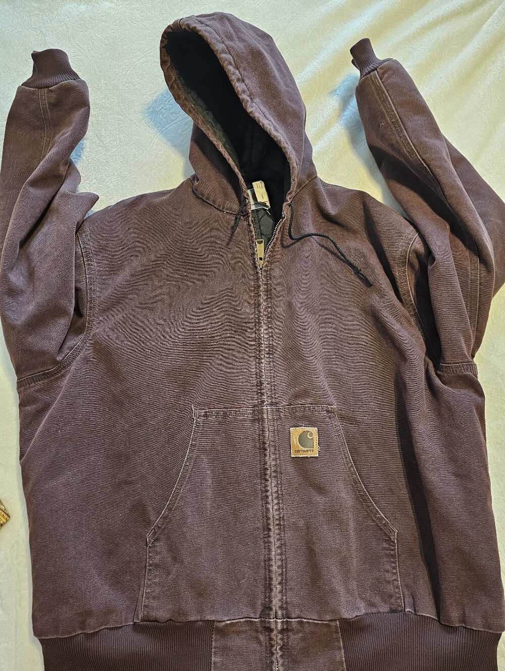 Vintage 1999 Carhartt J06BRG Sandstone Active Jacket 2XL Burgundy Hooded Quilted